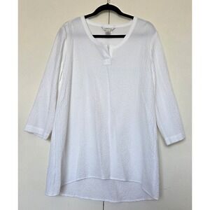 Orvis Womens Shirt Medium White pullover  V-neck casual Cotton Blend classic~EXC